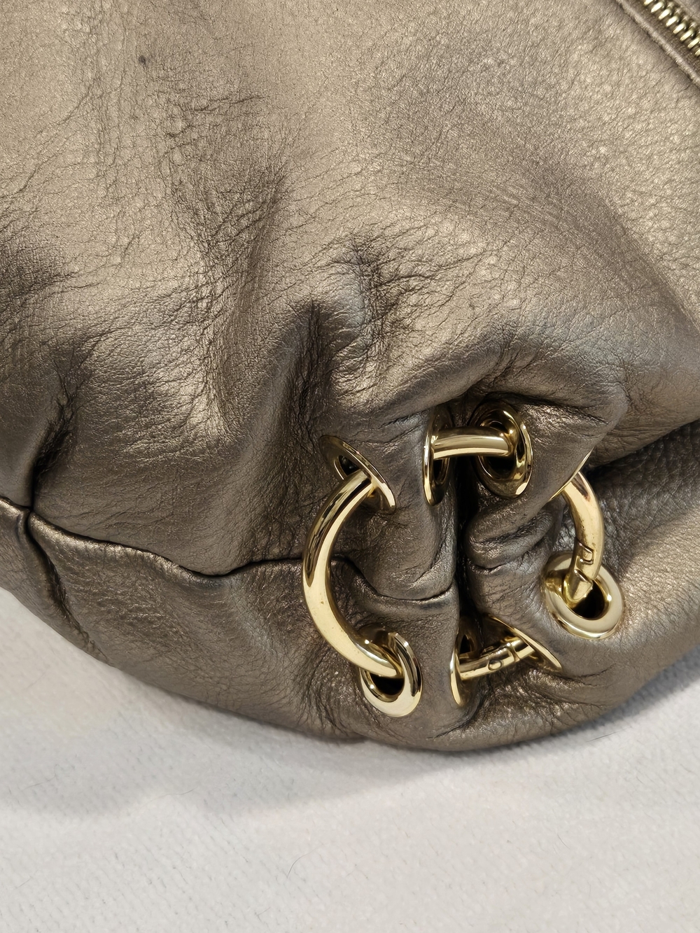 Michael Kors Latyon Large Gold Metallic Hobo Bag - Picture 6 of 16
